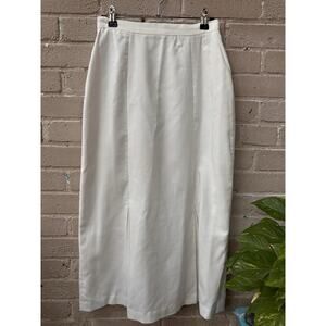 Vintage 90s Pleated PLUM TREE Off White Straight A Lined Skirt